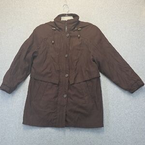 AB II American Bazaar Brown Hooded Utility Jacket Petite Small Removable Liner